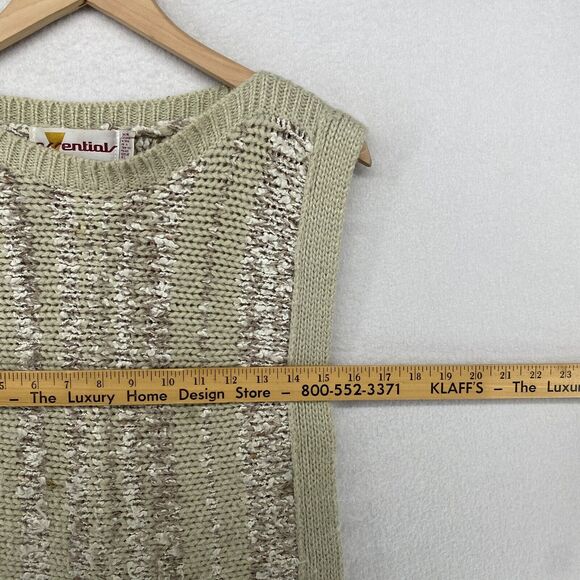 ESSENTIALS Sweater Womens L Chunky Slub Vest Boat Neck Pullover Beige Vintage 80 - Picture 11 of 14